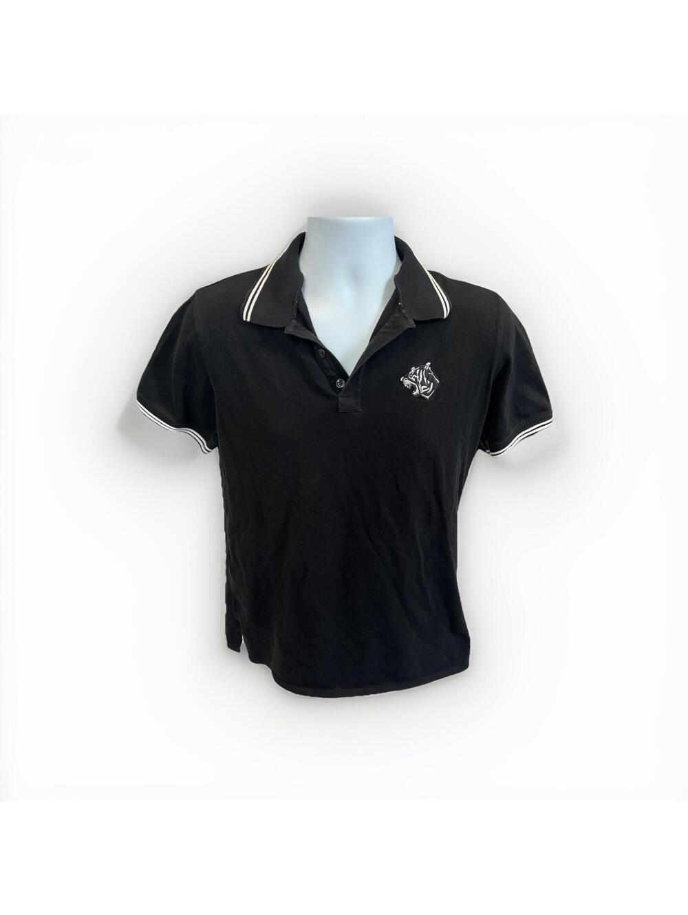 Just Cavalli Men’s Polo T-Shirt Black Tiger Logotype, Size L